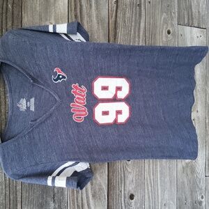 Majestic Fan Fashion blue Houston Texans shirt size Large with  Watt 99 on front